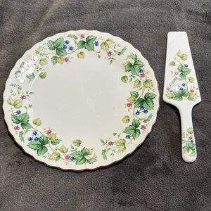Vintage Andrea by Sadrk Floral Ceramic Cake Plate and Server Set